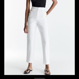 White straight leg jeans